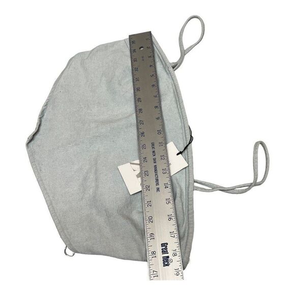 Zara Top Women’s XL Blue Denim Cropped Bandana Zipper Y2K Spaghetti Straps - Picture 3 of 8